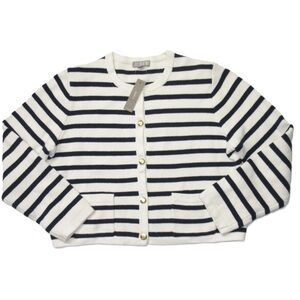 J. Crew Navy and White Striped Cardigan